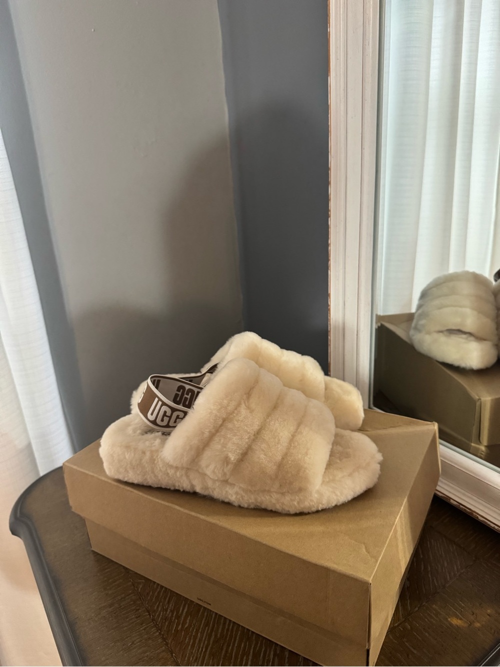 UGG Fluff Yeah Slide Sandal in Natural Cream